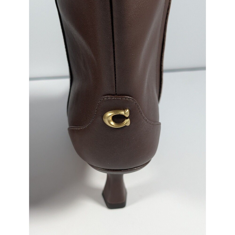 Coach Sculpt C Leather Tall Kitten Heel Boot Maple Brown Size 6.5B NIB - Picture 7 of 15